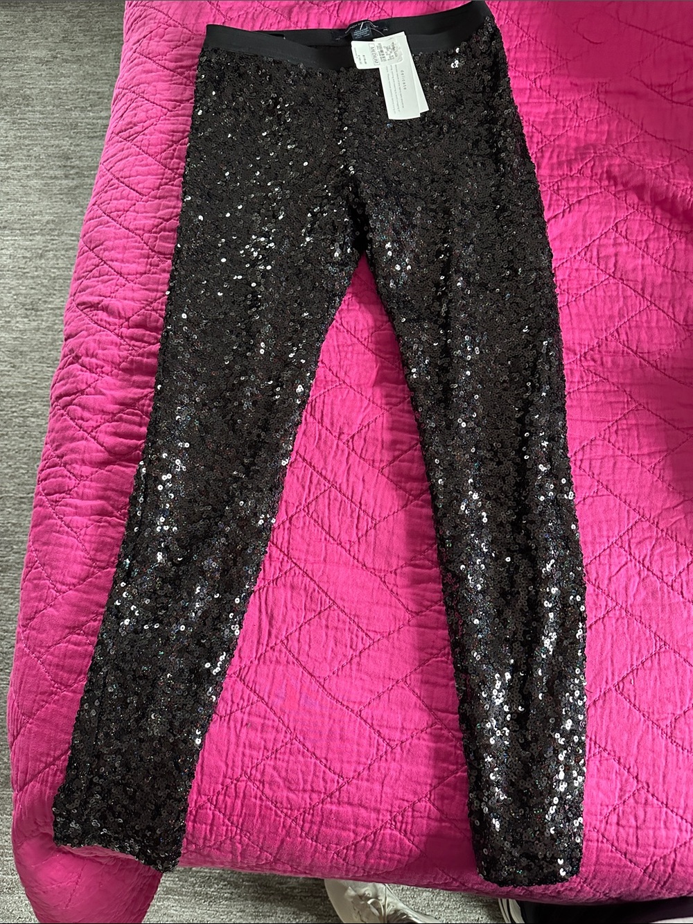 French Connection Black Sequin Leggings